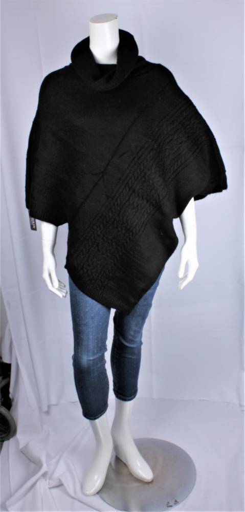 ALICE & LILY  cable print wide neck polo poncho black STYLE:  SC/4880/BLK